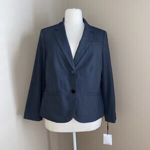 CALVIN KLEIN Charcoal Gray Long Sleeve Two Button Lined Pockets Blazer Size 18W